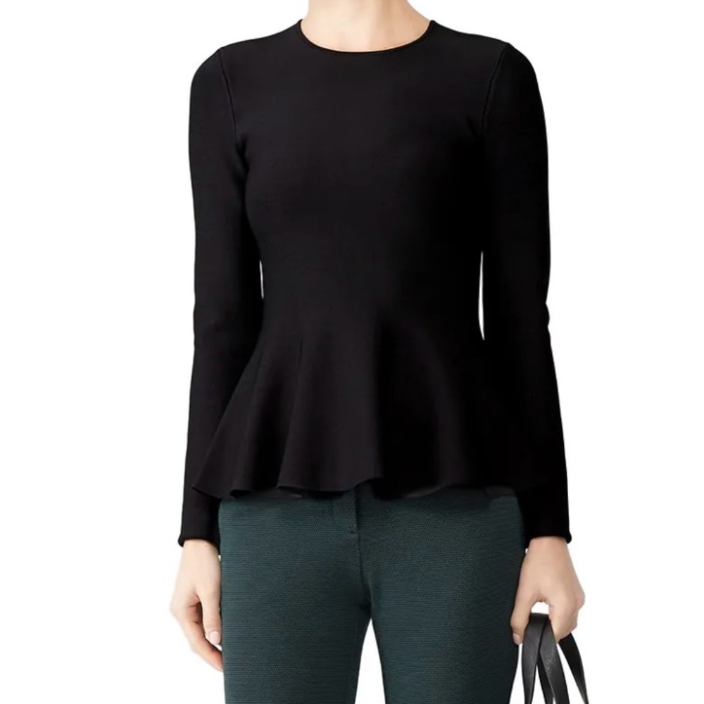 Theory Wool Black Peplum Top